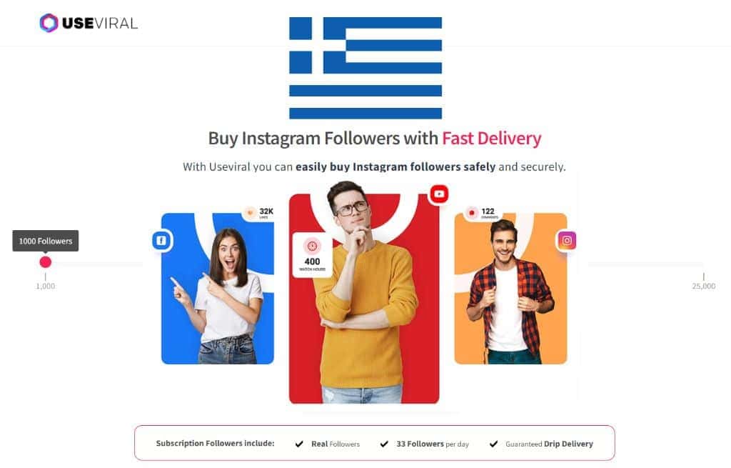 Buy Instagram Followers Greece from UseViral.com