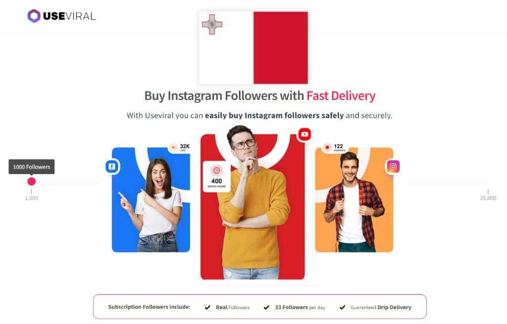 Purchase Instagram Followers Malta from UseViral.com