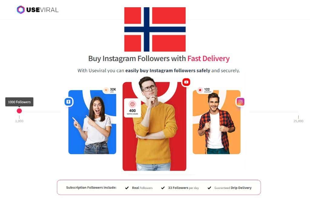Purchase Instagram Followers Norway from UseViral.com