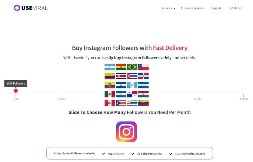 screenshot useviral latin instagram followers
