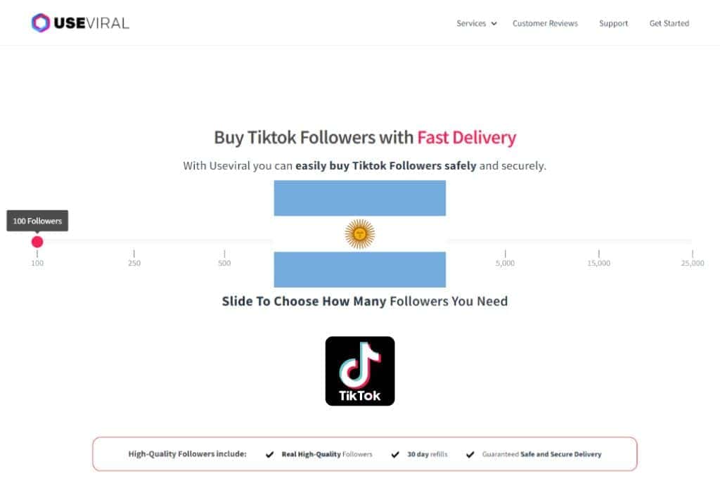 Buy TikTok Followers Argentina from UseViral.com
