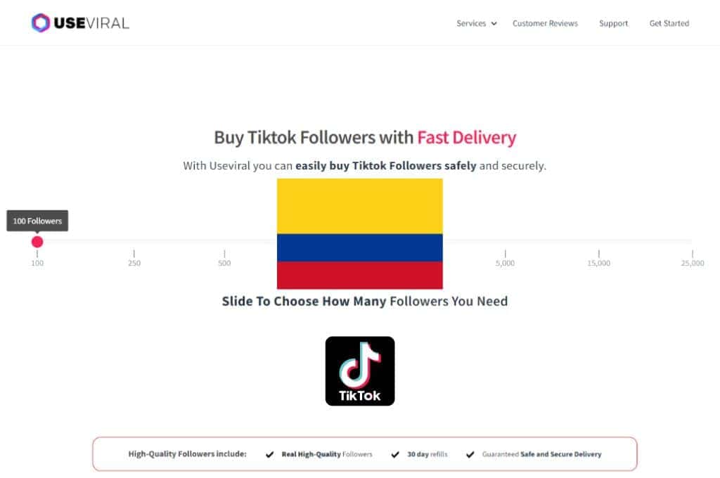 Buy TikTok Followers Colombia from UseViral.com