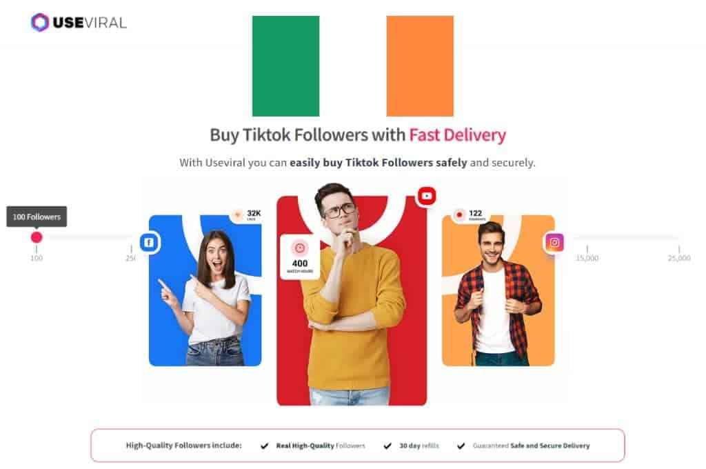 Buy TikTok Followers Ireland from UseViral.com
