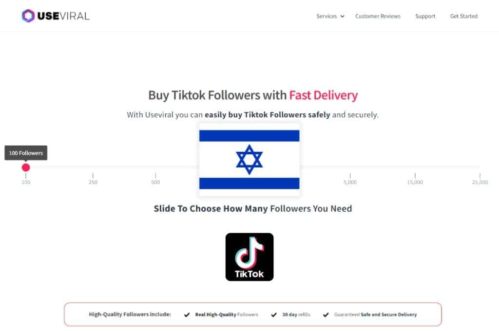 Buy TikTok Followers Israel from UseViral.com