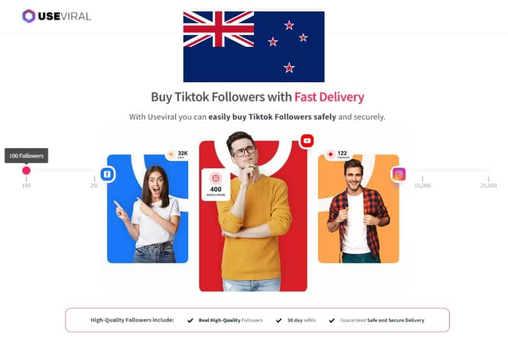 Buy TikTok Followers New Zealand from UseViral.com
