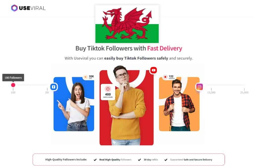 Buy TikTok Followers Wales from UseViral.com
